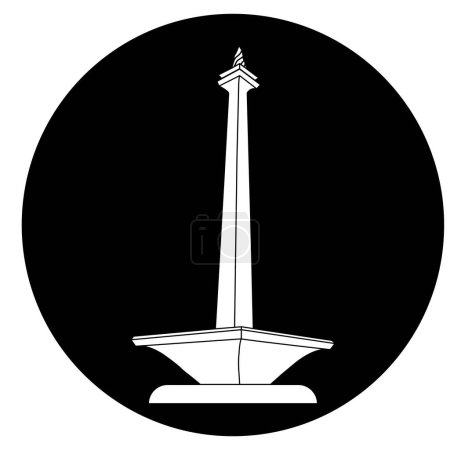 Téléchargez les illustrations : Monas monument icône, bâtiment historique en Indonésie, Jakarta vecteur illustration design. - en licence libre de droit