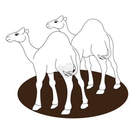 Téléchargez les illustrations : Dessin d'illustration vectoriel logo chameau - en licence libre de droit