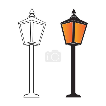 Téléchargez les illustrations : Lampe de jardin logo vectoriel illustration design - en licence libre de droit