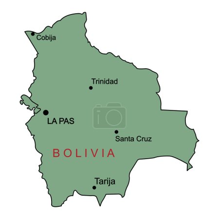 Téléchargez les illustrations : Carte de La Bolivie illustration vectorielle conception simple - en licence libre de droit