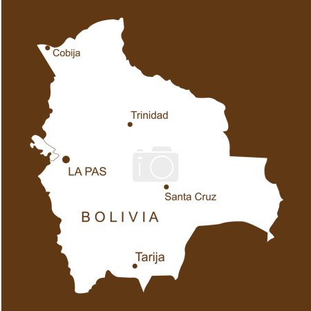 Téléchargez les illustrations : Carte de La Bolivie illustration vectorielle conception simple - en licence libre de droit