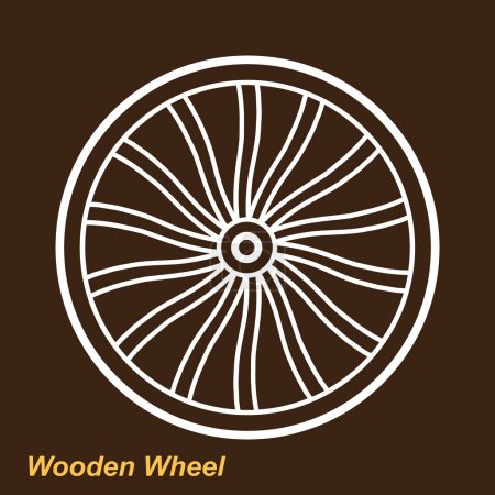 Téléchargez les illustrations : Illustration vectorielle d'icône de roue en bois design simple - en licence libre de droit