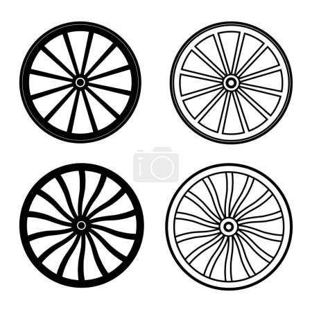 Téléchargez les illustrations : Illustration vectorielle d'icône de roue en bois design simple - en licence libre de droit