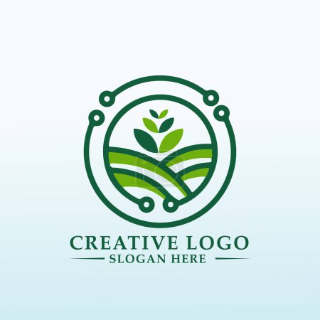 Téléchargez les illustrations : Nouveau design de marque pour le logo de démarrage de technologie d'IA agricole leader mondial - en licence libre de droit