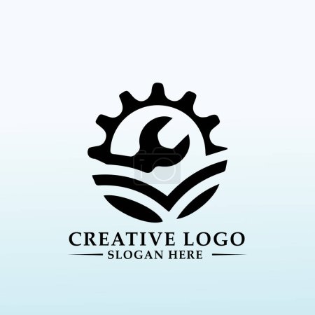 Ilustración de Logotipo para la venta y reparación de servicios para todas las máquinas y dispositivos - Imagen libre de derechos