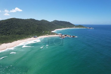 View of Praia Mole and Galheta beaches from the top of cliffs, in Florianopolis, Brazil. High quality photo