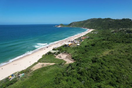 Photo for Mole beach aerial view, Florianopolis island, Santa Catarina. High quality photo. Conceicao Lake at background. - Royalty Free Image