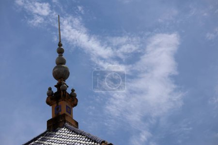 Sevilla, Spain - May 10, 2024: Baroque roof detail of the San Telmo palace, a landmark in the city. High quality photo