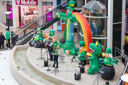 Photo for Scranton, Pennsylvania - Mar 9, 2024 : Concert in St. Patrick's Day at The Marketplace at Steamtown - Royalty Free Image