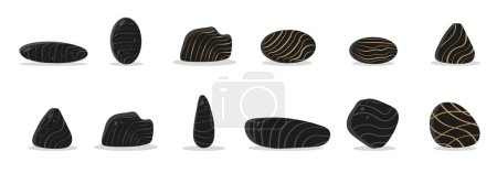 Ilustración de Logo piedra productos redondos interior negocios azulejos decorativos, oro y negro - Imagen libre de derechos