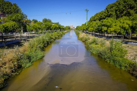 Manzanares River as it passes through the city of Madrid