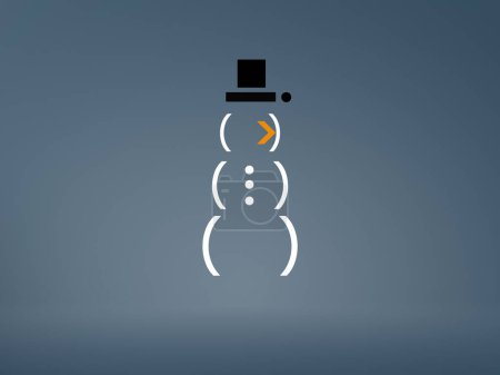 Foto de Diseño de pingüino de Navidad por símbolo de paréntesis sobre fondo gris - Imagen libre de derechos