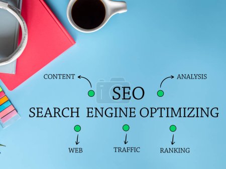 Foto de SEO optimización de motores de búsqueda, construcción de enlaces y concepto de marketing en Internet - Imagen libre de derechos