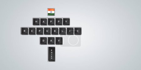 Photo for Happy republic day written on the keyboard key, 26 january, republic day special and republic day background art. - Royalty Free Image