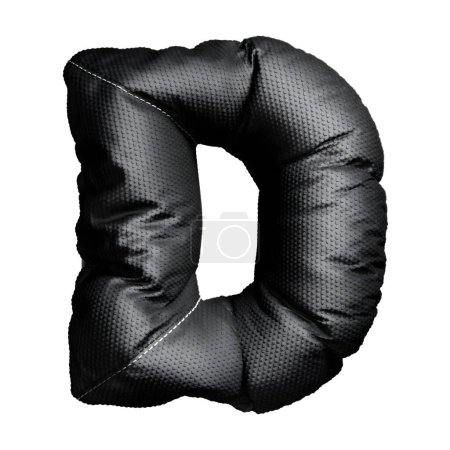 3D Black Inflated 'D' Character with a Textured Cloth Finish. Explore the boldness of typography with this cloth-textured 'D', inflated for a striking 3D effect. Dramatic Black Inflatable 'D' - A Fusion of Textile Artistry and 3D Design.