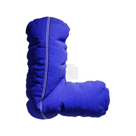 Bold Electric Blue Inflated 'L' Letter - 3D Tuch Materialdesign. Tauchen Sie ein in digitale Innovationen mit diesem 3D gerenderten elektrischen blauen "L", das eine einzigartige Textur aufweist. Füllen Sie Ihre Botschaft mit diesem lebendigen blauen "L" auf - eine von Stoff inspirierte 3D-Kreation.
