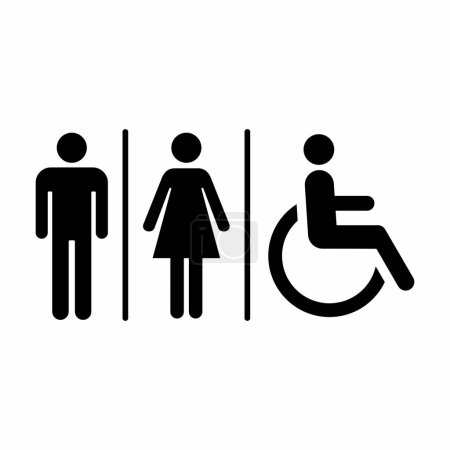 Illustration for Toilet sign icon. restroom symbol. black and white design. - Royalty Free Image
