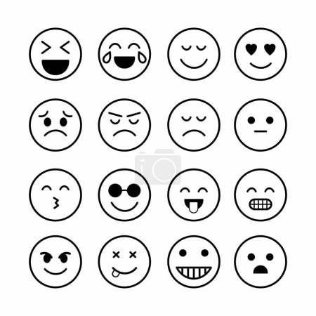 Illustration for Set of emoticons icons, vector illustration - Royalty Free Image