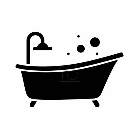 Illustration for Bathtub bath tub icon. outline bathroom sink vector sign for web design isolated on white background - Royalty Free Image