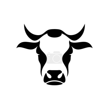 Téléchargez les illustrations : Tête de vache silhouette vectorielle illustration - en licence libre de droit