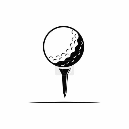 Illustration for Golf ball icon. black and white illustration. vector graphic - Royalty Free Image