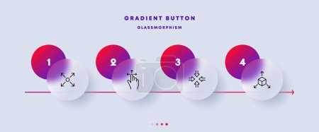 Illustration for Full screen arrows set icon. Zoom in, zoom out, scale, hand, touch control, minimize, maximize, vr, virtual reality, metaverse. Technology concept. Glassmorphism style - Royalty Free Image