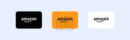 Illustration pour Logotype Amazon sur fond blanc. Logo, service Internet pour la vente de marchandises, boutique en ligne, plate-forme, flèche, livraison gratuite dans le monde entier, shopping. Éditorial - image libre de droit