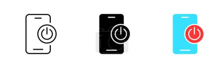 Téléchargez les illustrations : Power button line icon. Turn, on, off, reset, device, phone, computer, start, switch, shut down. Technology concept. Vector icon in line, black and colorful style on white background - en licence libre de droit