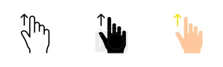 Téléchargez les illustrations : Different types of cursors set icon. Hand, press, button, hourglass, loading, arrow, zoom in, text selection, moving, waiting, busy, working. Vector icon in line, black and colorful style - en licence libre de droit