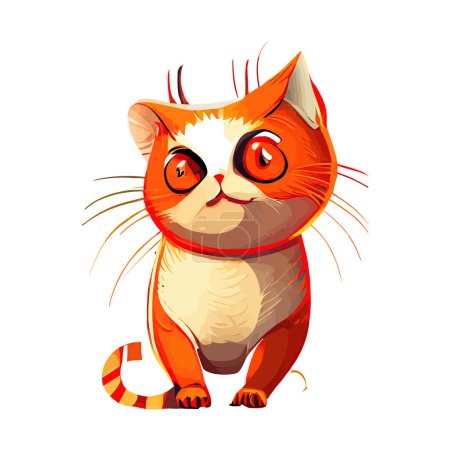 Illustration for Set of icons of cats on a white background. Cats with a serious look, cute animals, cartoon style, exotic animals, pets, Vector illustration - Royalty Free Image