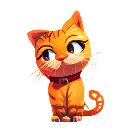 Illustration for Set of icons of cats on a white background. Cats with a serious look, cute animals, cartoon style, exotic animals, pets, Vector illustration - Royalty Free Image