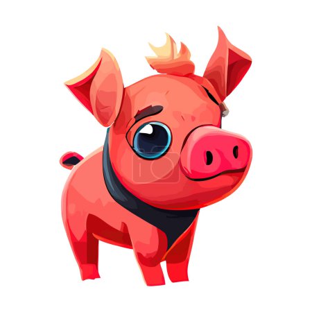 Illustration for Pink pig icon in cute style on pink background. Cute little animals, cartoon style, exotic animals, pets, Vector illustration - Royalty Free Image