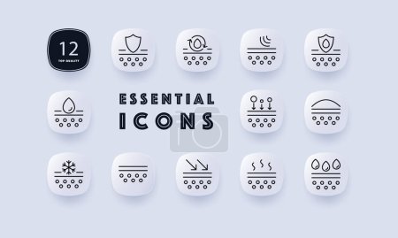 Illustration for Skin healing icon set. Skin care, moisturizing, Korean cosmetics, delicate skin, cosmetics. Skin healing cocnept. Neomorphism style. Vector line icon for business - Royalty Free Image
