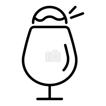 Téléchargez les illustrations : Icône de crème glacée dans un verre à vin. Bonbons, jus congelé, sucre, camion de crème glacée, glaçage, produits laitiers. Concept de nourriture. Icône de ligne vectorielle sur fond blanc isolé - en licence libre de droit