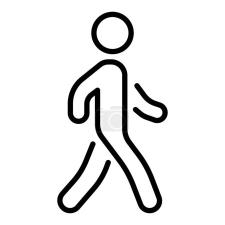 Illustration for Man walking slowly line icon. Rules of the road, one-way traffic, pedestrian crossing, danger on the road. Safety security. Vector line icon on white background - Royalty Free Image