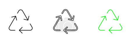 Illustration for An illustration of a recycling symbol, representing the process of recycling and sustainability. Vector set of icons in line, black and colorful styles isolated. - Royalty Free Image