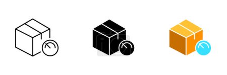 Illustration for A vector illustration of a box with a speed icon, which represents fast and efficient transportation and delivery of goods or packages. Vector set of icons in line, black and colorful styles isolated. - Royalty Free Image