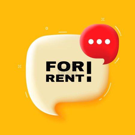 Illustration for For rent. Speech bubble with For rent text. 3d illustration. Pop art style. Vector line icon for Business and Advertising - Royalty Free Image