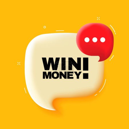 Illustration for Win money. Speech bubble with Win money text. 3d illustration. Pop art style. Vector line icon for Business and Advertising - Royalty Free Image