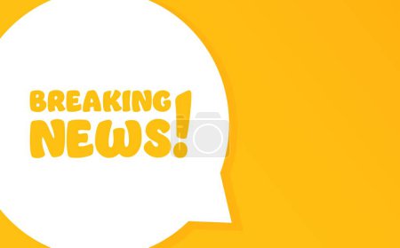 Illustration for Breaking news. Speech bubble with Breaking news text. 2d illustration. Flat style. Vector line icon for Business and Advertising - Royalty Free Image