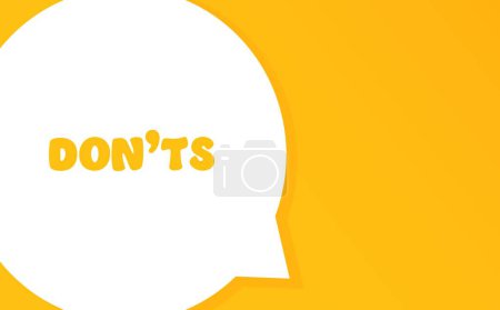 Illustration for Donts. Speech bubble with Donts text. 2d illustration. Flat style. Vector line icon for Business and Advertising - Royalty Free Image
