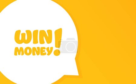 Illustration for Win money. Speech bubble with Win money text. 2d illustration. Flat style. Vector line icon for Business and Advertising - Royalty Free Image