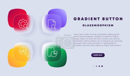 Illustration for Magnifying glass icon set. Zoom concept. Glassmorphism style. Vector line icon for Business and Advertising. - Royalty Free Image