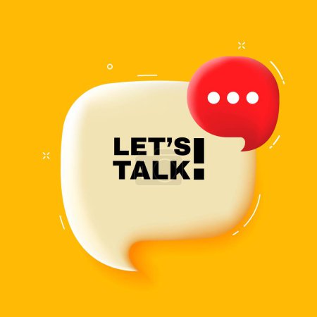 Illustration for Lets talk. Speech bubble with Lets talk text. 3d illustration. Pop art style. Vector line icon for Business and Advertising - Royalty Free Image