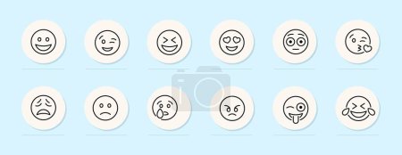 Illustration for Emoji icon set. A visual representation of digital icons used to convey emotions. Communication. Vector line icon for Business and Advertising - Royalty Free Image