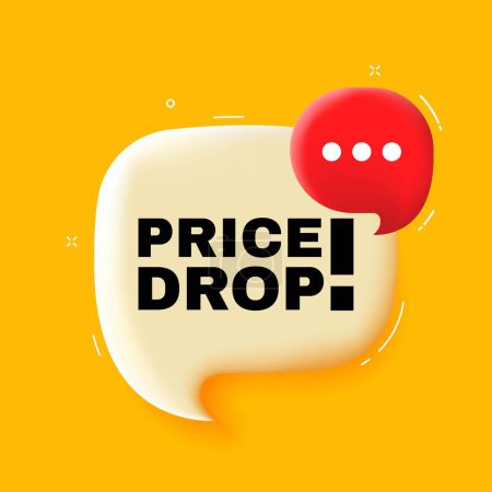 Illustration for Proce drop. Speech bubble with Proce drop text 3d illustration. Pop art style. Vector line icon for Business and Advertising - Royalty Free Image