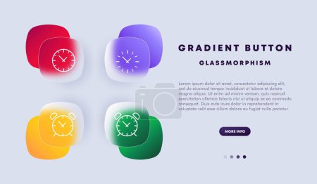 Illustration for Watch icon set. A visual representation of a timepiece that can be worn on the wrist or carried in a pocket. Time. Glassmorphism style. Vector line icon for Business and Advertising - Royalty Free Image