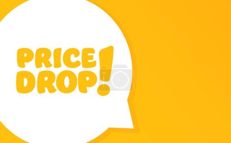 Illustration for Price drop. Speech bubble with Price drop text. 2d illustration. Flat style. Vector line icon for Business and Advertising - Royalty Free Image