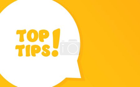 Top tips. Speech bubble with Top Tips text. 2d illustration. Flat style. Vector line icon for Business