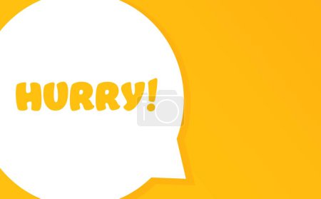 Illustration for Hurry. Speech bubble with Hurry text. 2d illustration. Flat style. Vector line icon for Business - Royalty Free Image